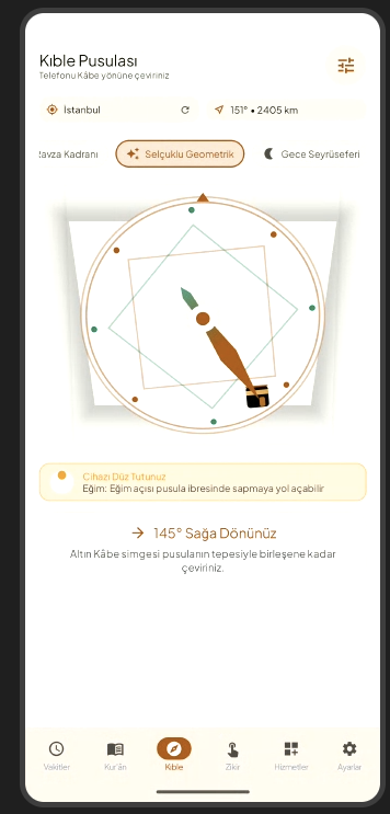 Selçuklu Geometrik Kadranlı Kıble Pusulası