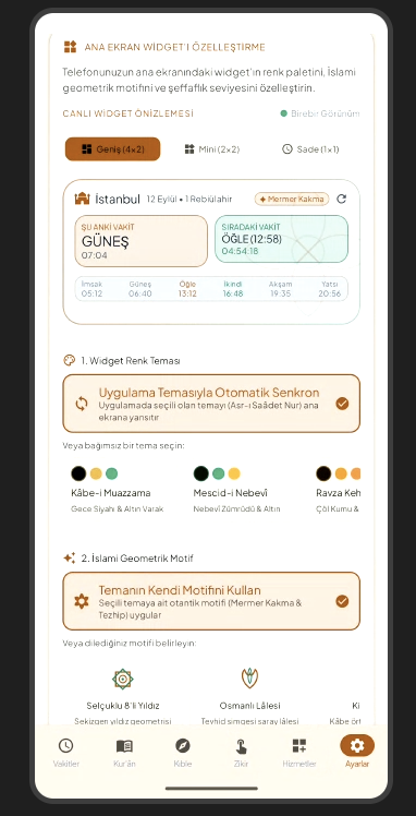 Ana Ekran Widget Özelleştirme Ekranı